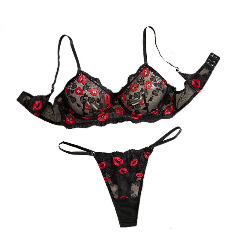 Costumes - Transparent Lace Underwear Sexy Lingerie Set