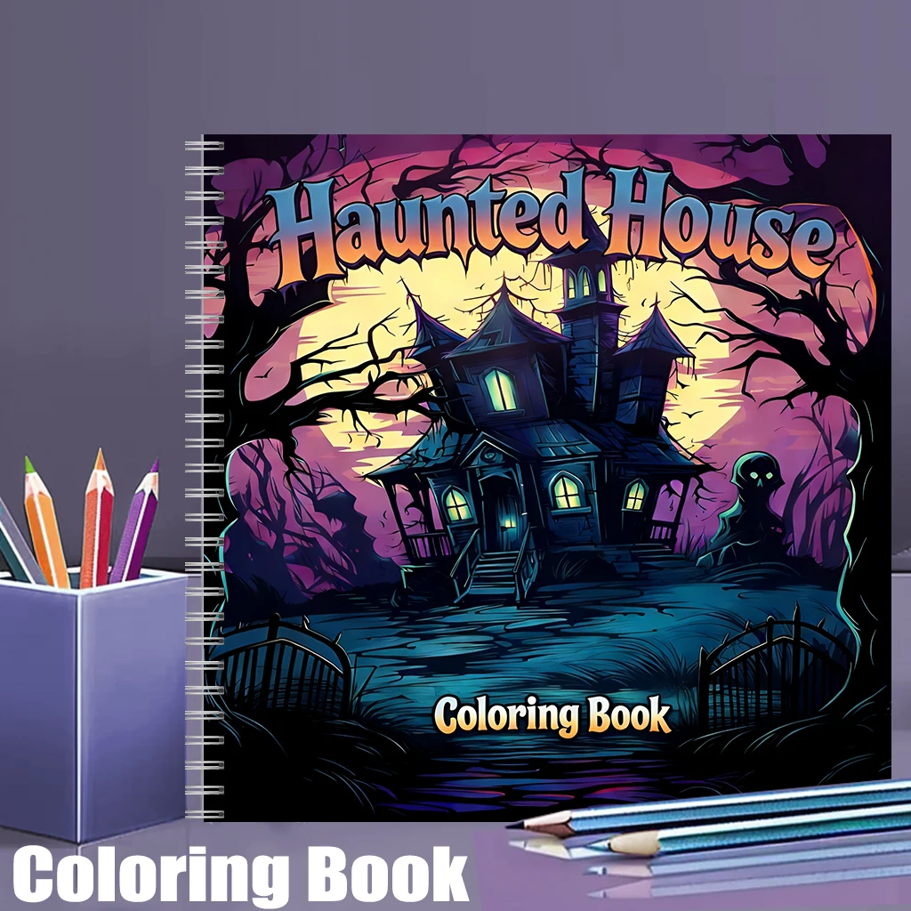 Party Supplies - Haunted House Coloring Book for Adults,