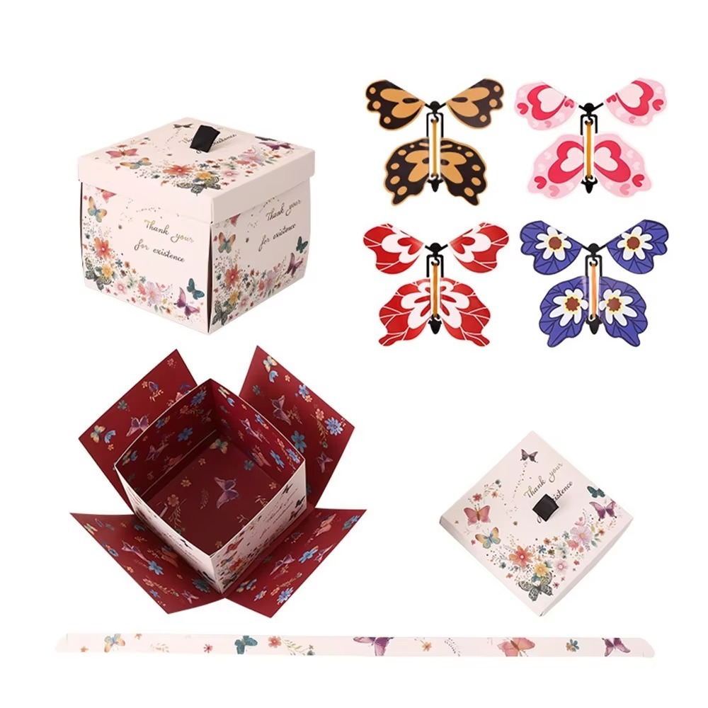 Novelty Gifts - Multicolor Flying Butterfly Gift Box Auto