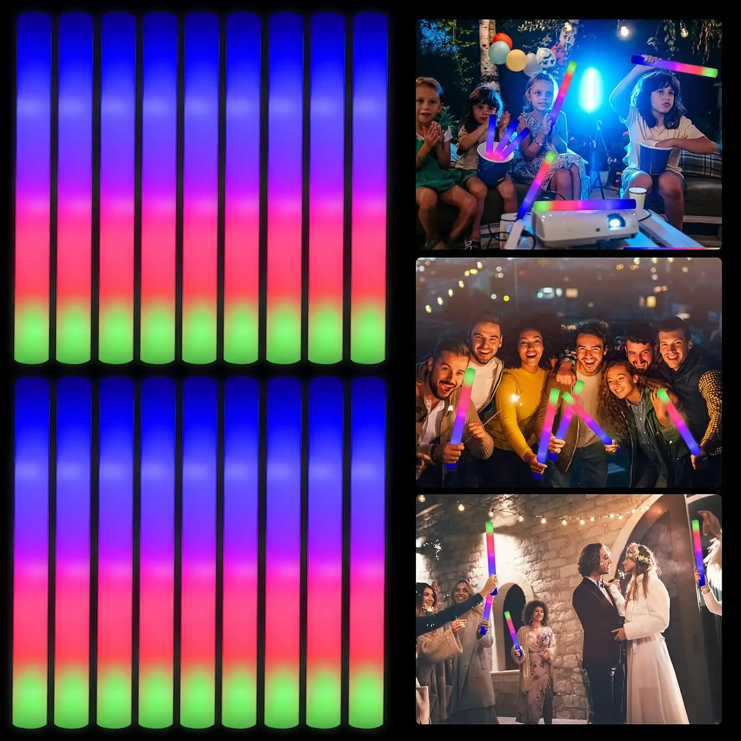 1Z-50PCS Led Foam Glow Sticks  - Flashing Led Foam Sticks Party review and price