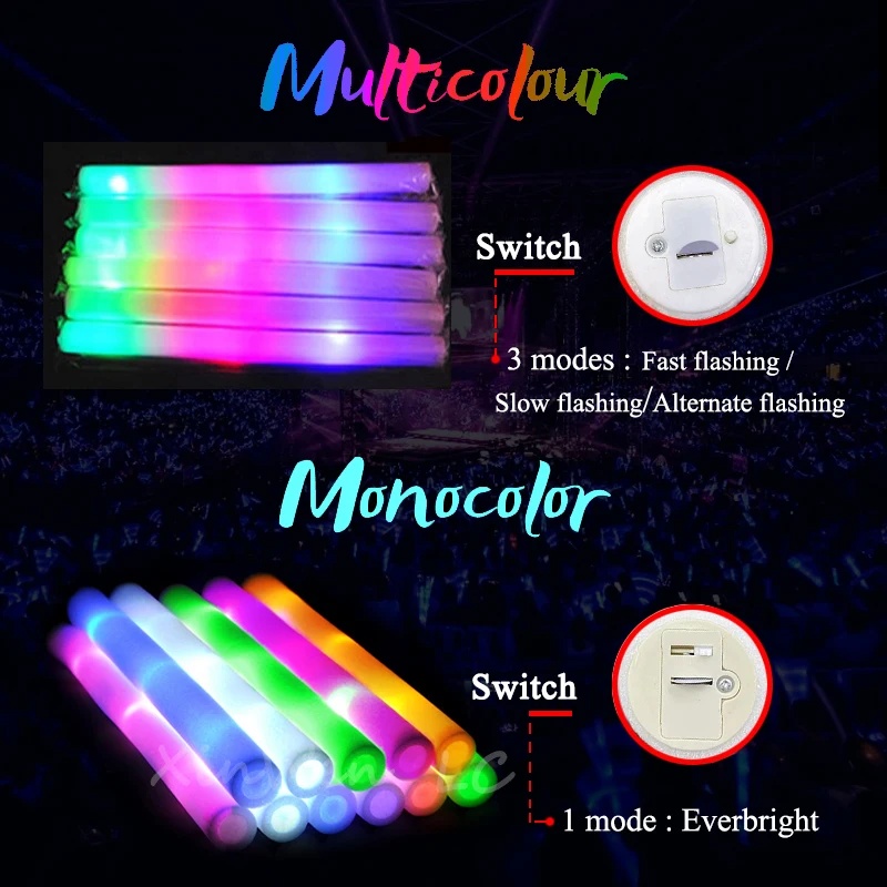 1/15/30Pcs Colourful Flashing  - Flashing Led Foam Sticks Party review and price