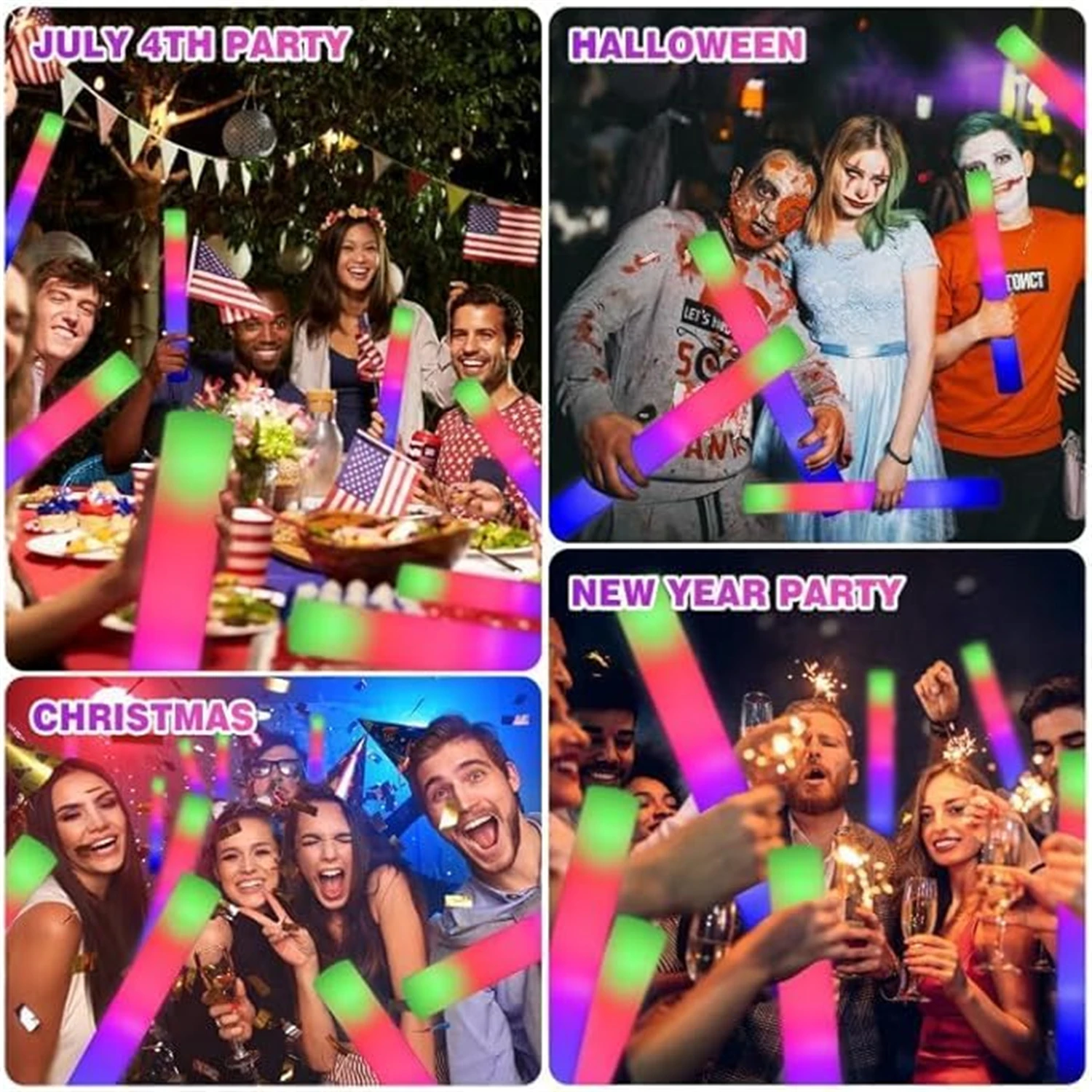50Pcs LED Foam Glow Sticks 8~1 - Flashing Led Foam Sticks Party review and price