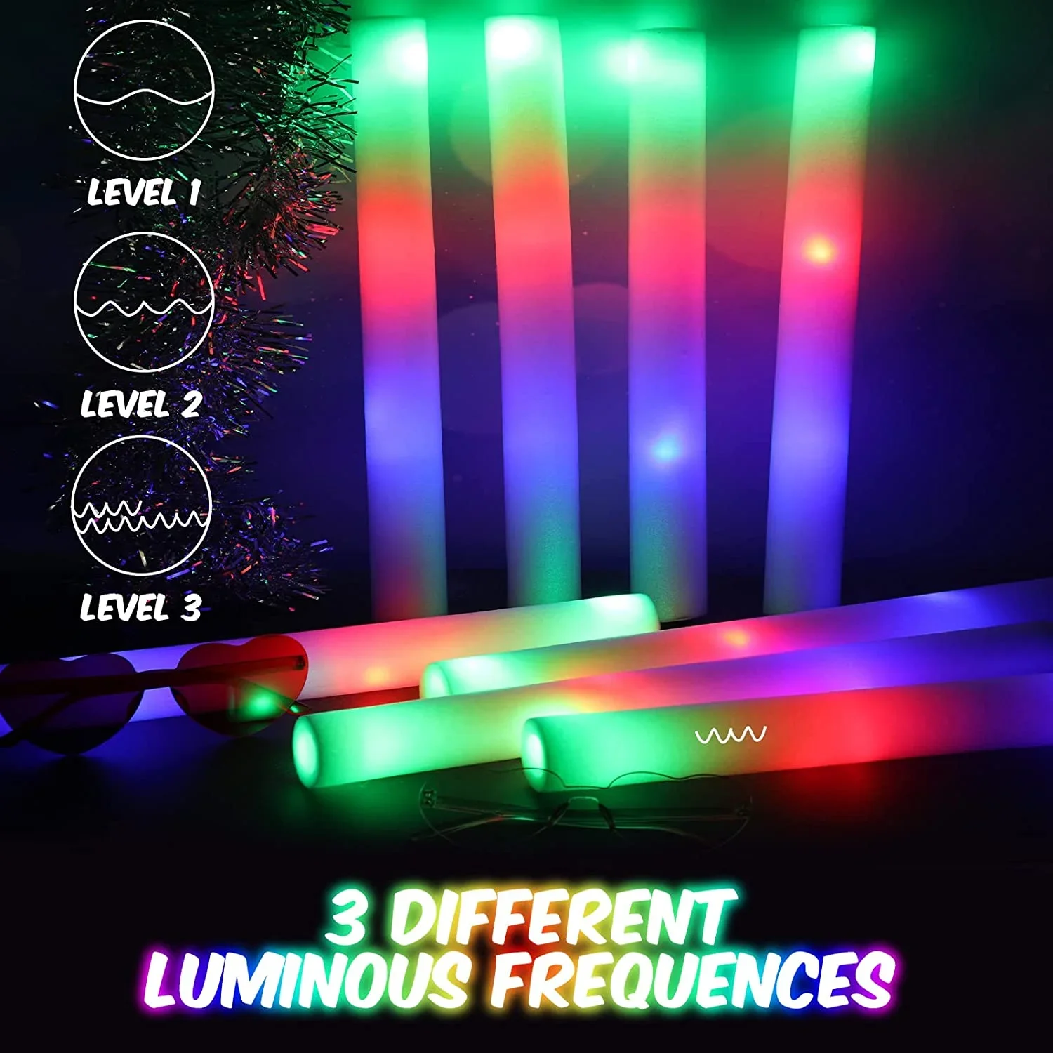 50Pcs LED Foam Glow Sticks 8~1 - Flashing Led Foam Sticks Party review and price