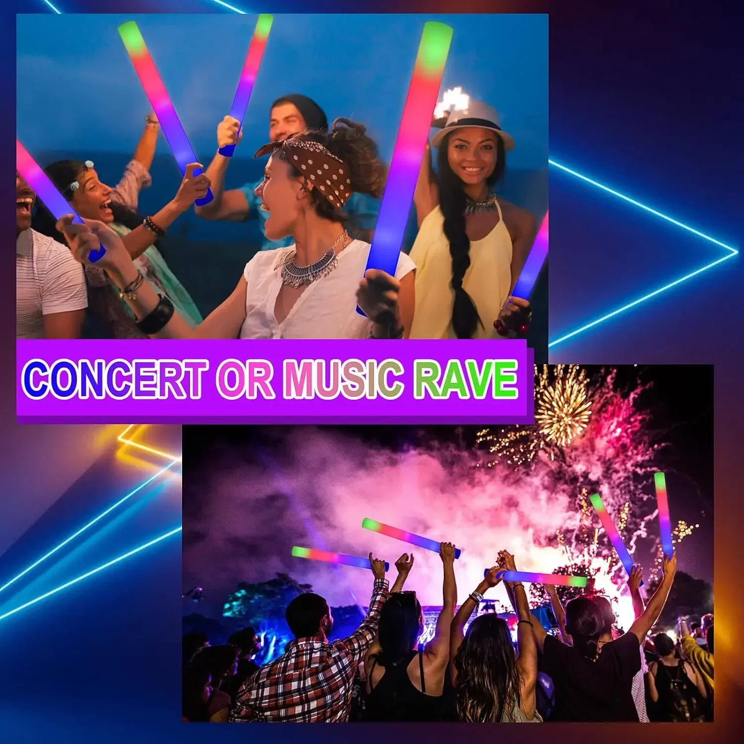 3Z-50PCS Led Foam Glow Sticks  - Flashing Led Foam Sticks Party review and price