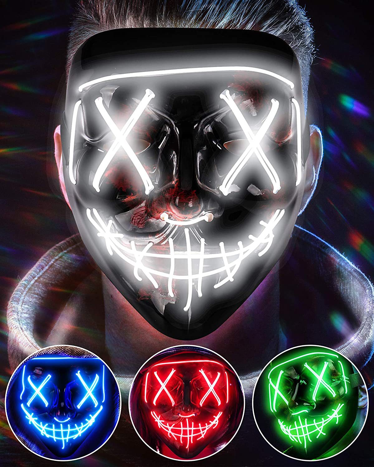 Wireless Scary Glowing Mask LE - Led Purge Mask Halloween review and price