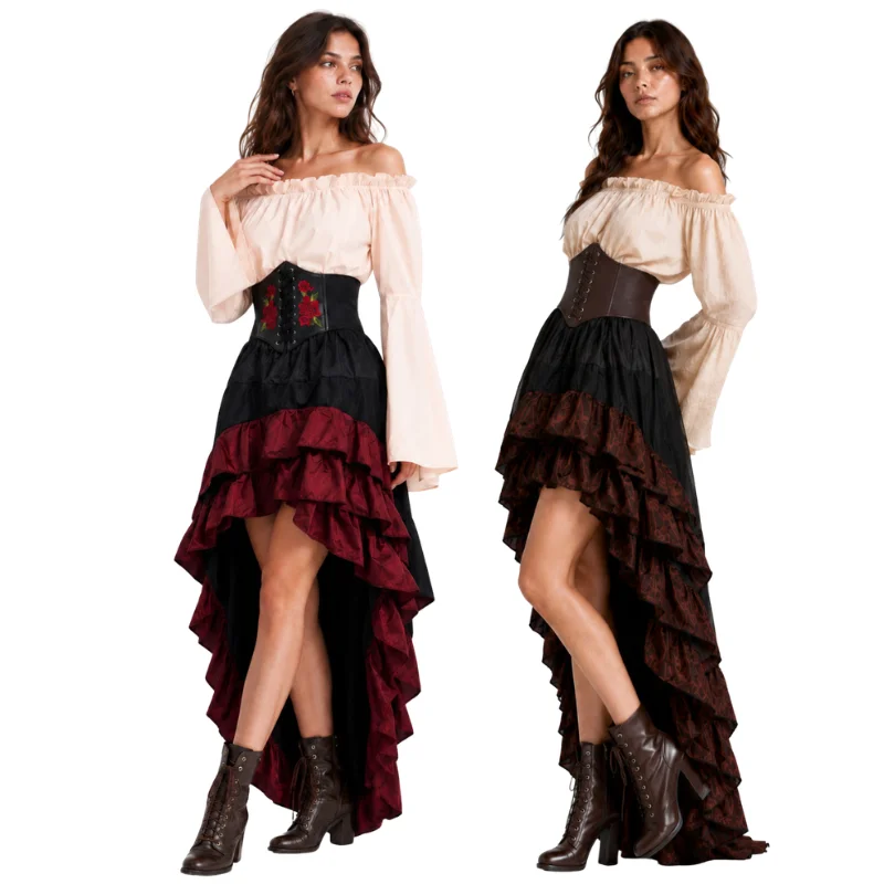 Halloween Medieval Retro Pirat - Medieval Renaissance Dress Women review and price